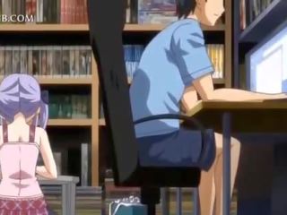 Verlegen anime pop in apron jumping craving putz in bed
